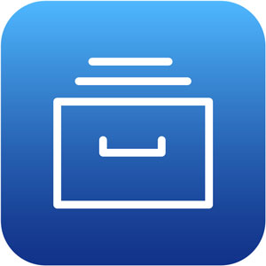 a blue file drawer icon